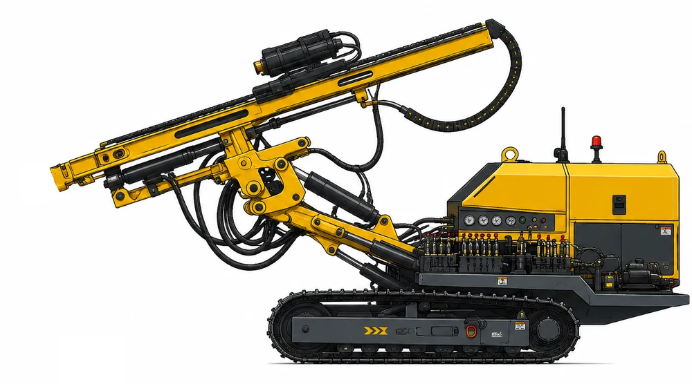 Crawler-mounted soil nail drilling rig for soil nail engineering in Los Angeles